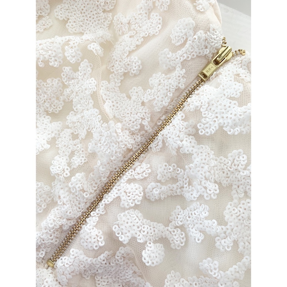 Nwt Self-Portrait Sequin Ruffle Mini Dress Ivory - Picture 12 of 15